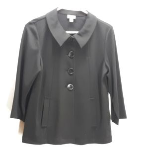 J. Jill Womens Size Small Jacket Blazer Pleated Back Black Knit Stretch